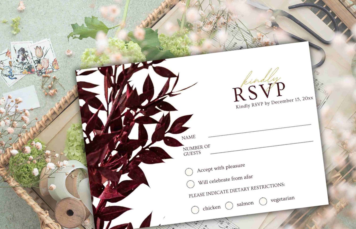 Burgundy wedding invitation, Wedding Invitation Suite, Editable, Printable Template, Editable Rsvp Details Card, Wine Wedding Invite. WI105 - A1 Majestic