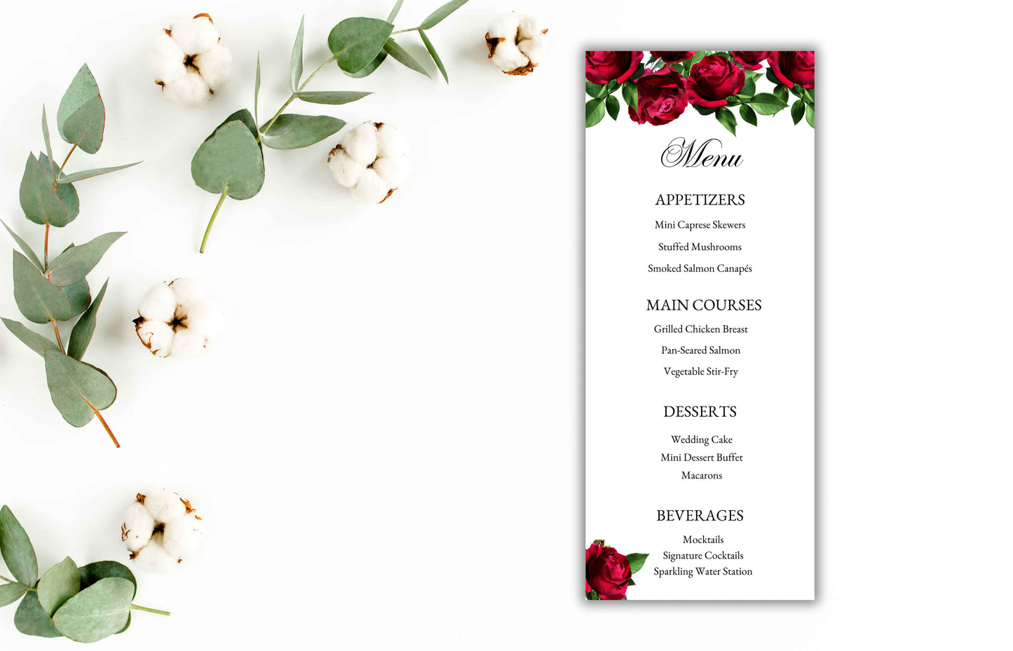Red Rose Wedding Invitation set, Red Rose RSVP, Dark Red floral, Elegant Red Rose wedding Invitation, Details Editable, Menu Card, WT39