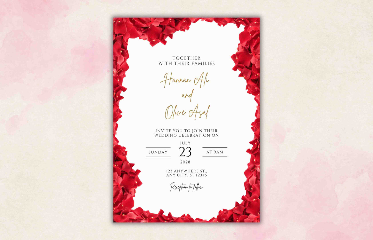 Red Rose Patels Wedding Invitation set, Red Rose Patel RSVP, Dark Red floral, Red Rose wedding Invitation, Details , Editable, Template, 102 - A1 Majestic