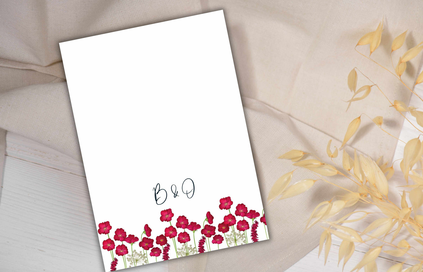 Wedding Invitation Template, Pink Wild Flower Wedding Invitation, Gold Heart Wedding Card, Romantic marriage Invitation, Editable BV61