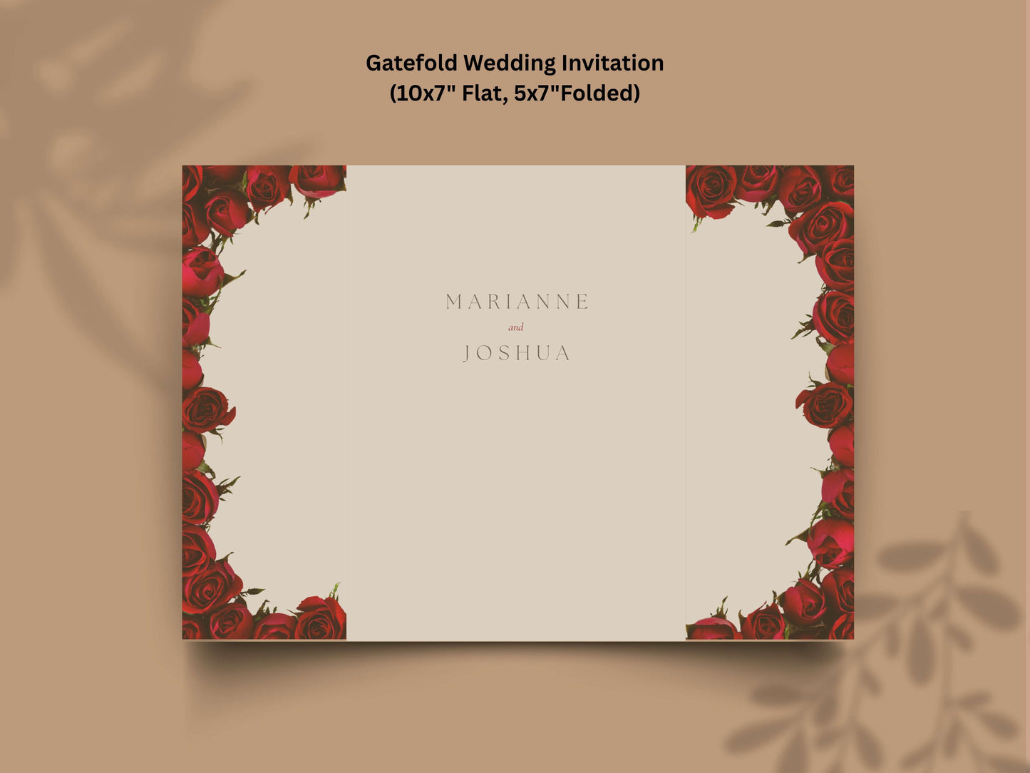 Elegant Red Rose Gatefold Wedding Invitation | Romantic Floral Wedding Card | Printable Wedding Invite with Schedule & RSVP. WI139