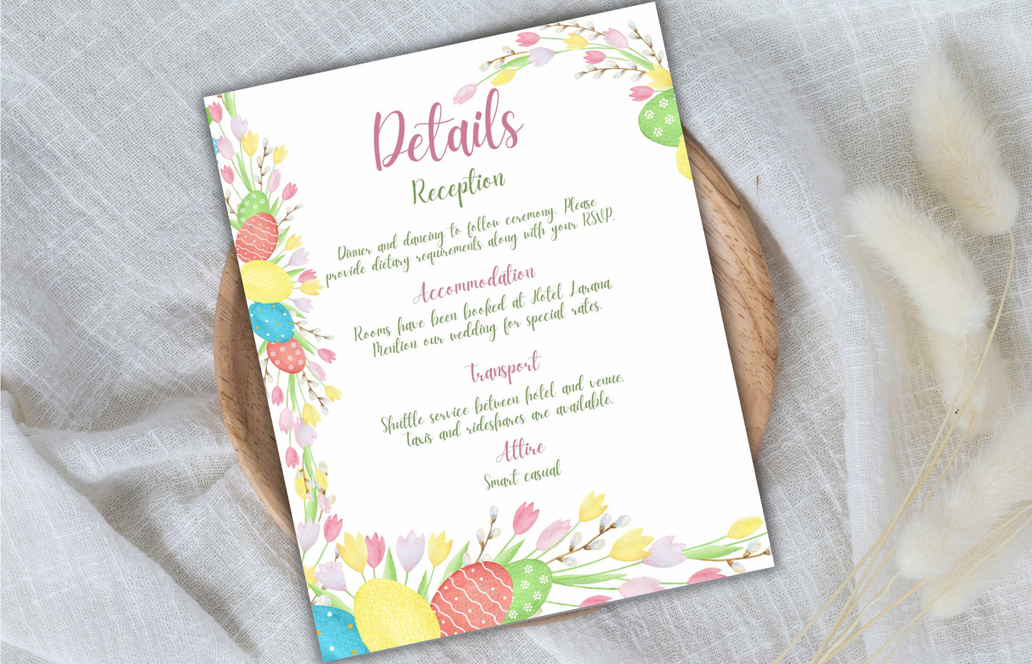 Easter Wedding Invitation Suite, Colorful Wedding Invitation Template, Editable Template, Floral invitation, Easter Wedding Bundle. WSB64