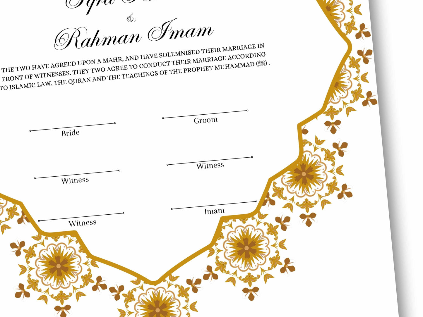 Nikkah Certificate Digital Download Personalised, A4, A3, Nikkah Contract, Muslim Nikkah Certificate Template, Instat Download. NN229