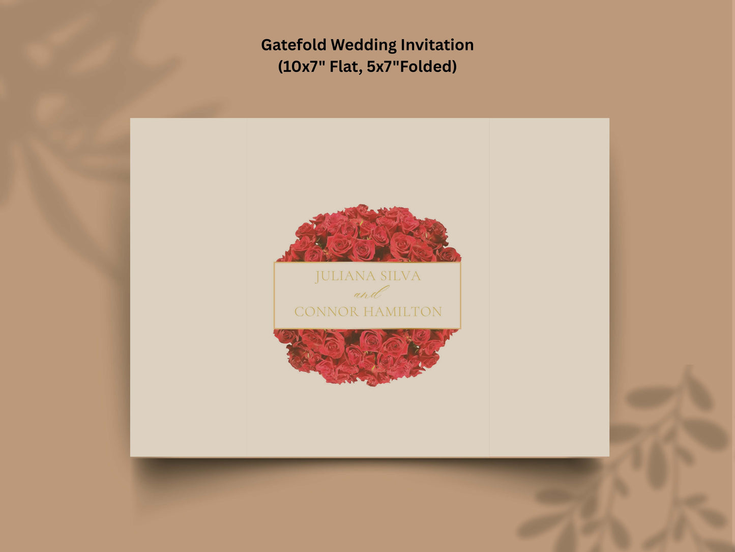 Elegant Red Rose Gatefold Wedding Invitation | Romantic Floral Wedding Card | Printable Invitation Suite | Red Wedding Timeline | WI140