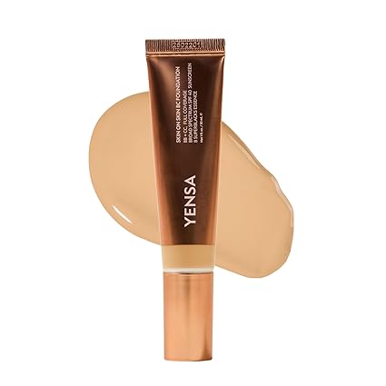 YENSA Skin on Skin BC Foundation Makeup - CC, BB Cream & Full Coverage Foundation-In-One - Buildable, Radiant Finish with SPF 40, Hyaluronic Acid, Peptides & 8 SuperBlacks - Medium Neutral (1 oz)