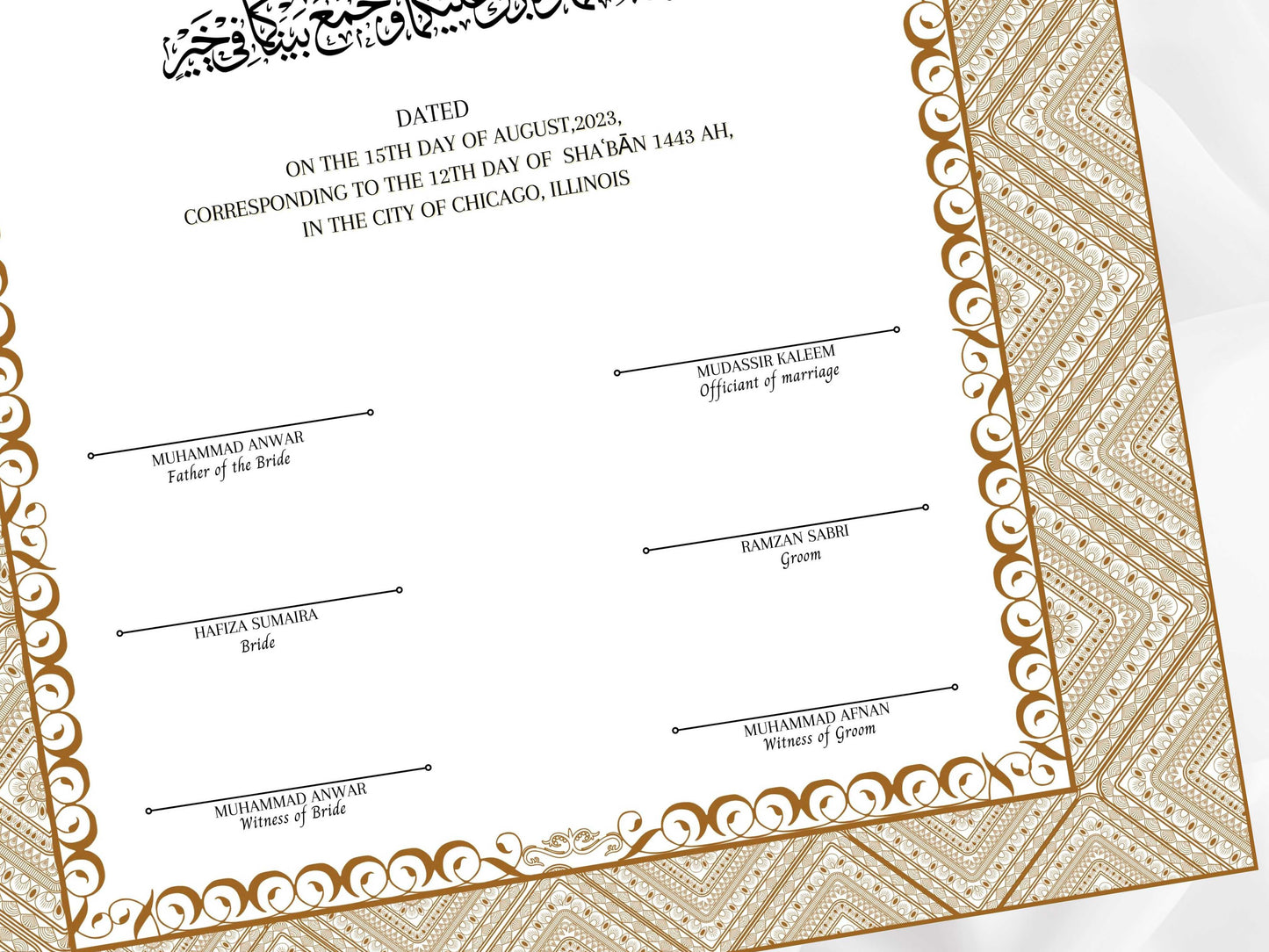 Muslim Nikkah Certificate Template, A3, A4. NN115