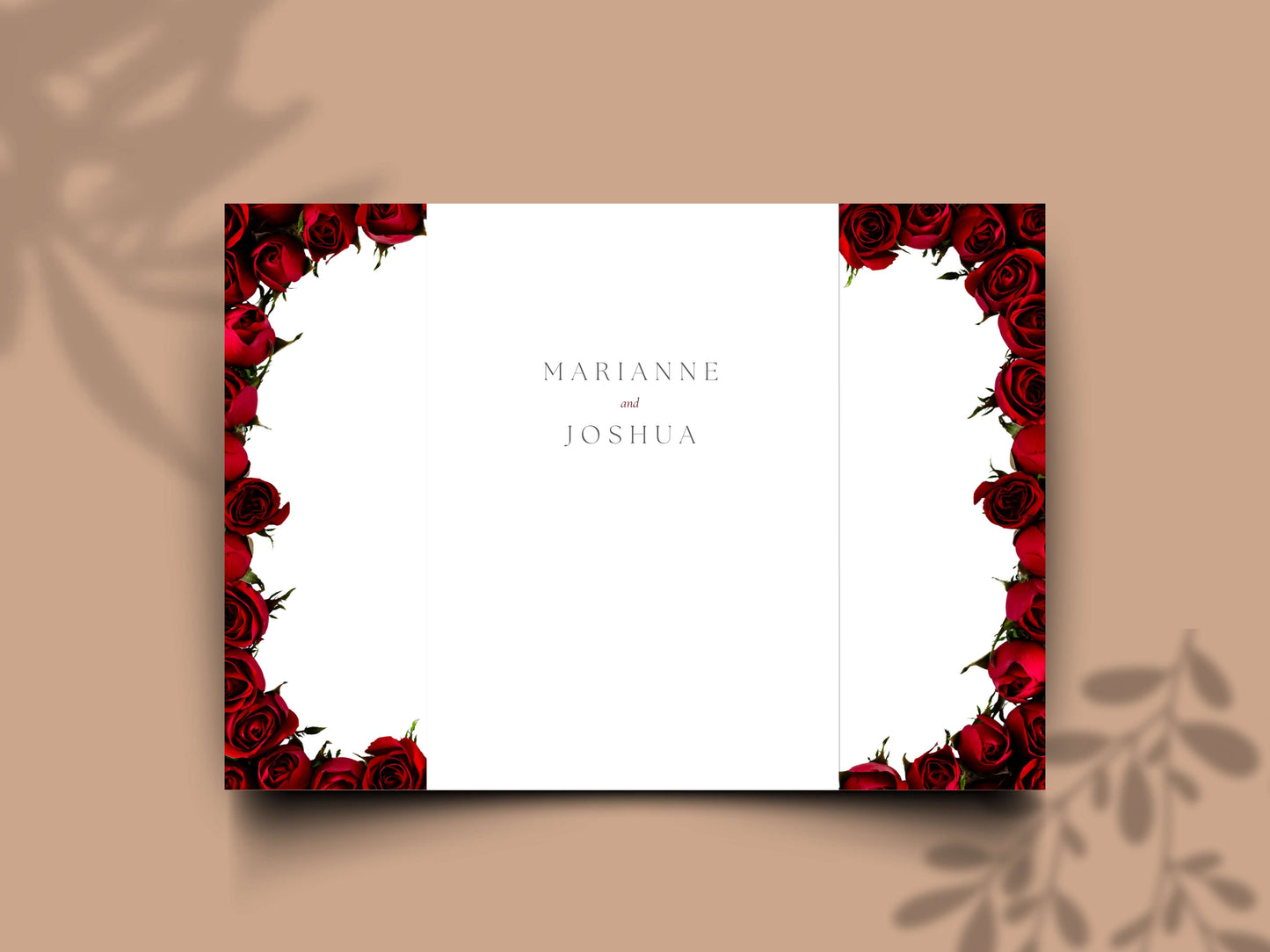 Elegant Red Rose Gatefold Wedding Invitation | Romantic Floral Wedding Card | Printable Wedding Invite with Schedule & RSVP. WI139