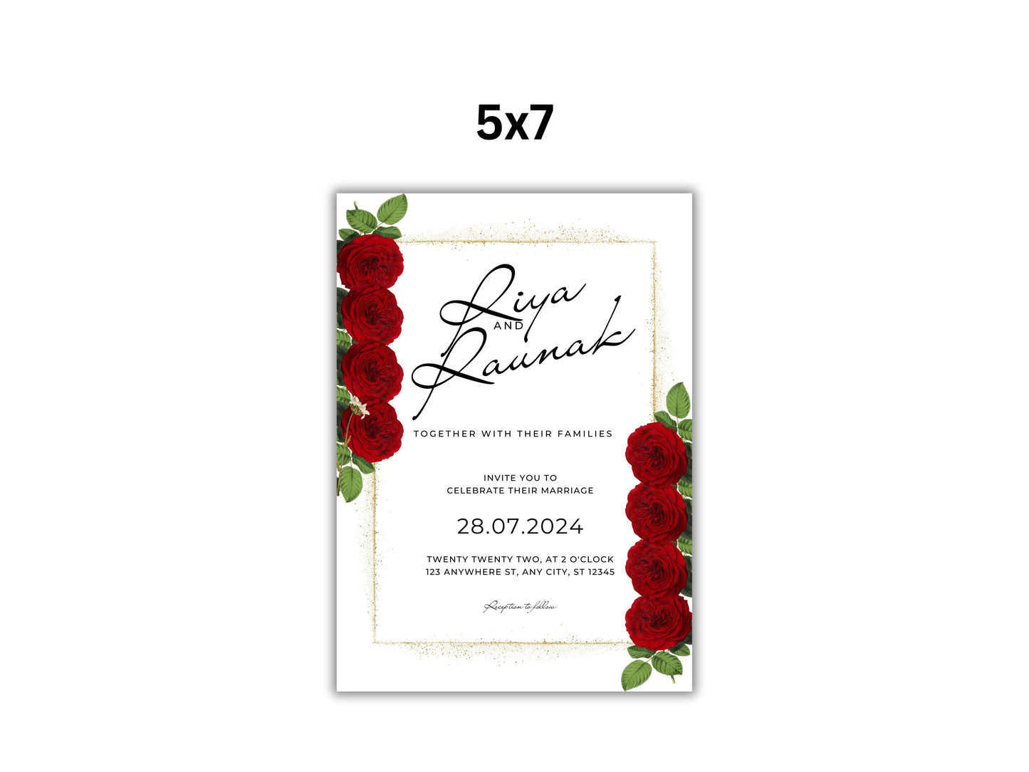 Red and White Wedding Invitation Set, Red Roses Wedding Invite, Floral Wedding, RSVP Card, Details Card, Printable Wedding Invite Suite.WT81 A1 Majestic
