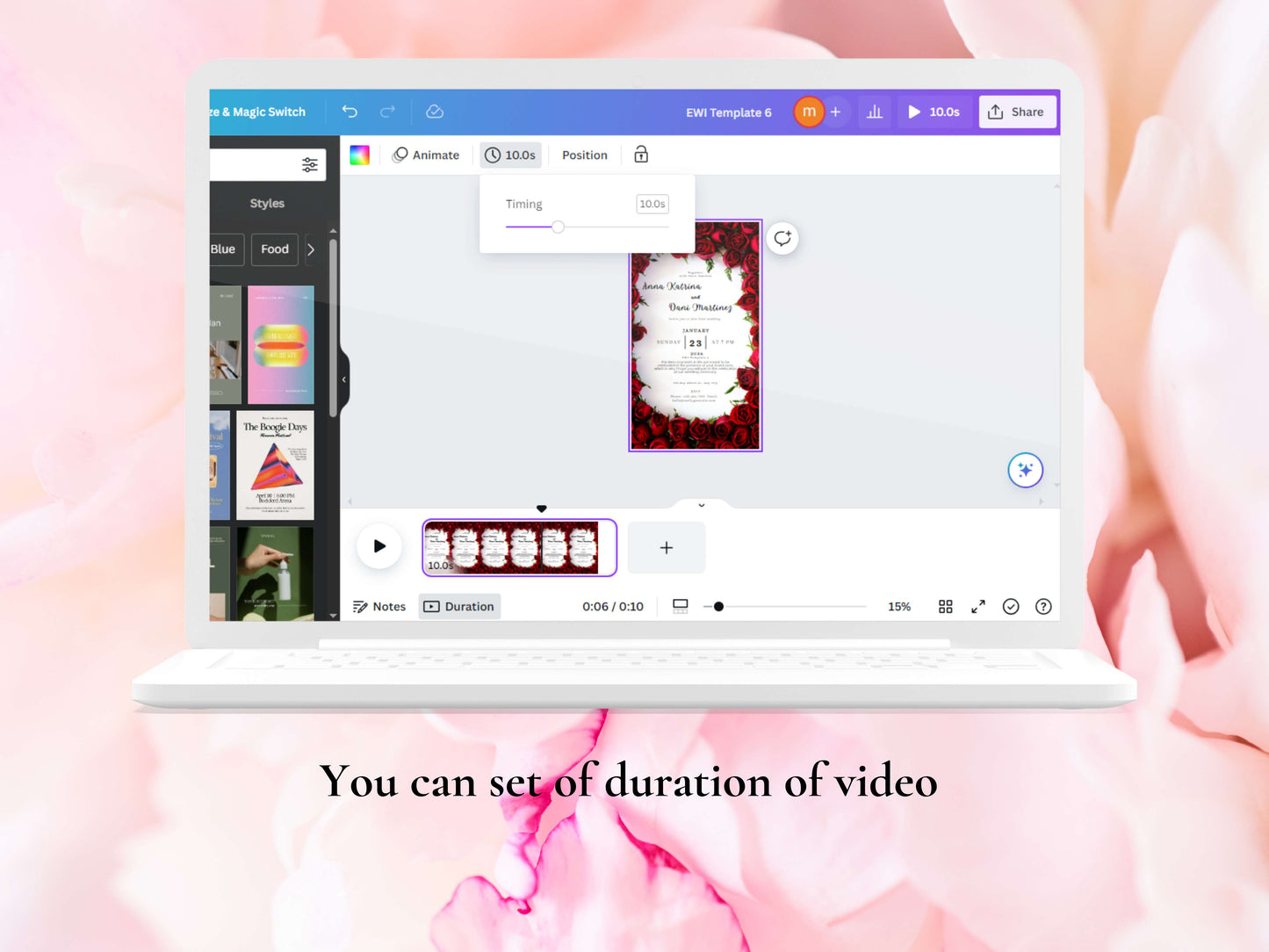 Digital 50th Birthday Party Invitation Video Template, Editable Invite, Women’s Birthday Animated Canva Evite, Online Invitation, WEIB64