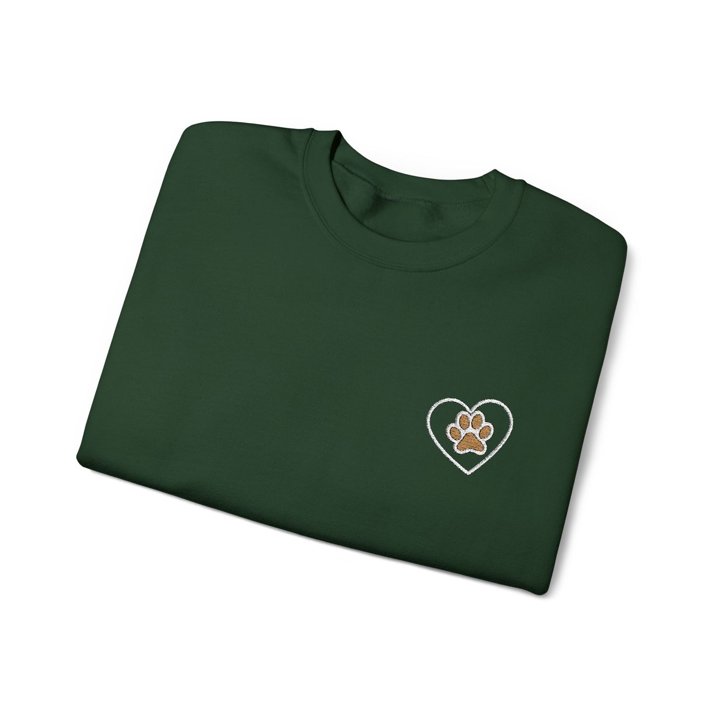 Paw in Heart Embroidered Sweatshirt, Dog Lover Gift, Animal Embroidered Jumper, Pet Owner Apparel, Cozy Pullover, Cute Graphic Top