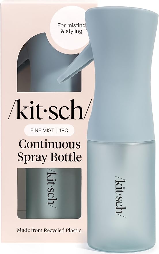 Kitsch Continuous Spray Bottle for Hair – Fine Mist Water Mister & Water Spray Bottle – Recycled Hair Spray Bottle – Spray Bottles for Cleaning, Styling, Plants & More – Haze Blue, 150ml