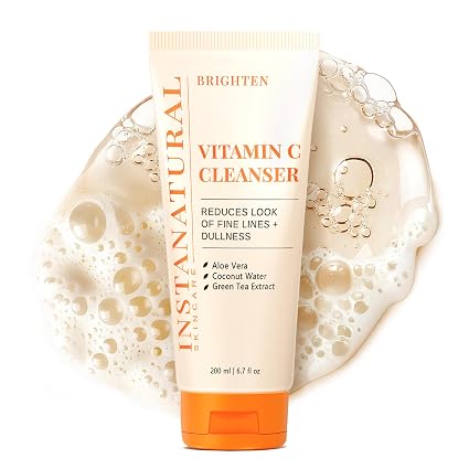 InstaNatural Vitamin C Cleanser | All Natural Face Wash, Brightens Skin, Good for Uneven Texture, USA Made with Coconut Water and Aloe Vera, 6.7 FL Oz
