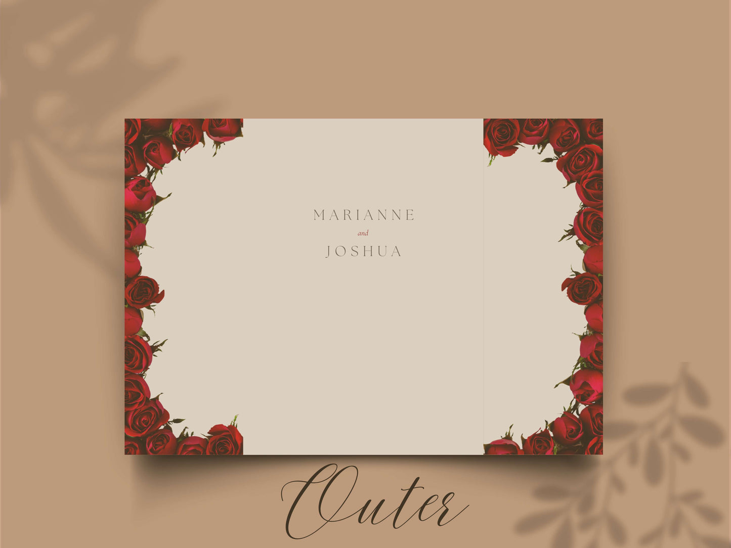 Elegant Red Rose Gatefold Wedding Invitation | Romantic Floral Wedding Card | Printable Wedding Invite with Schedule & RSVP. WI139
