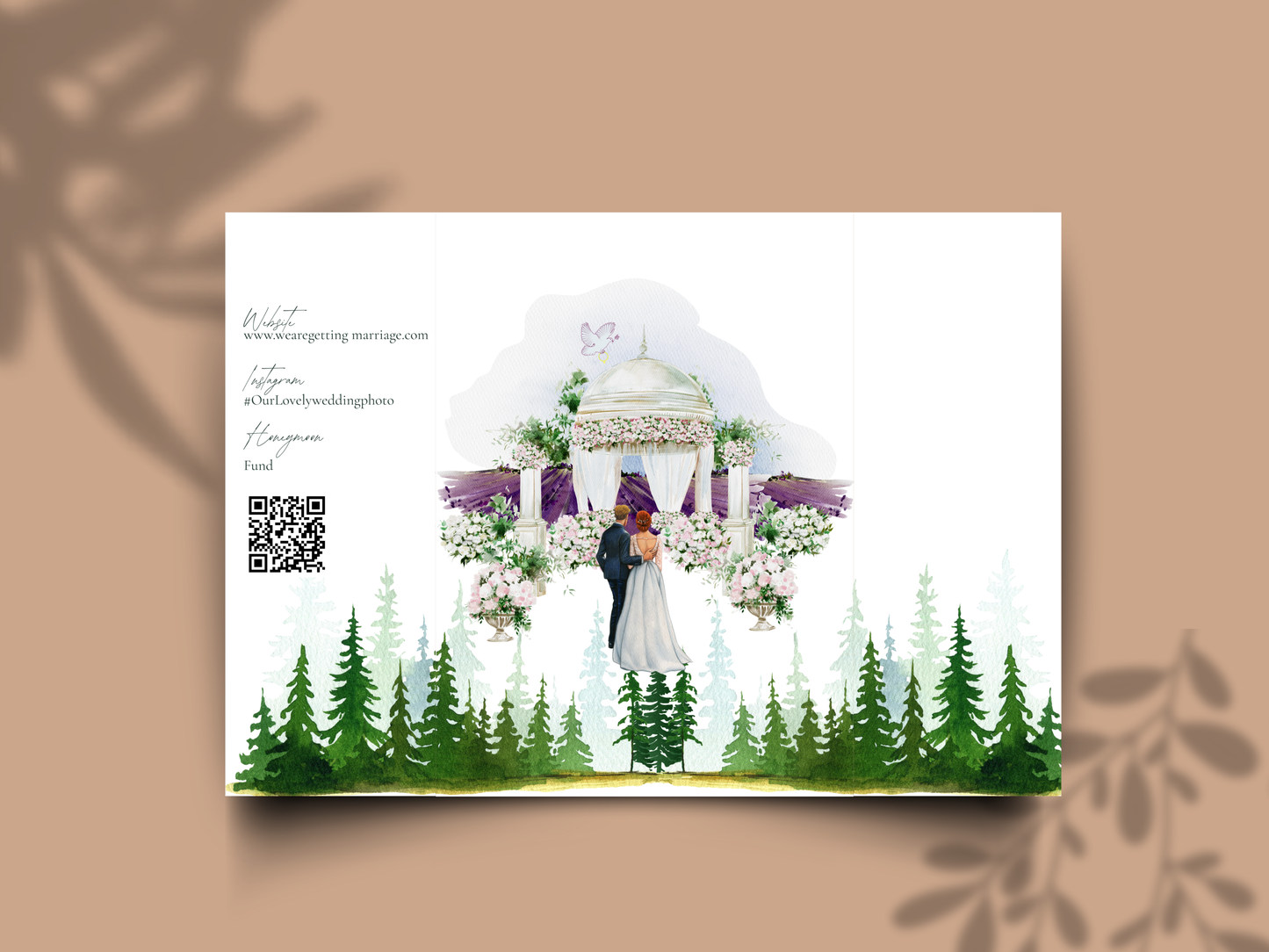 Mountain Wedding Invitation Template | Watercolor Forest Itinerary Invite | Rustic Outdoor Wedding Program | Editable Template.wi177