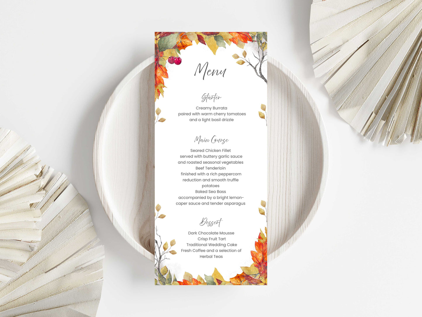Wedding Menu Template | Editable Canva Place Card. WI210