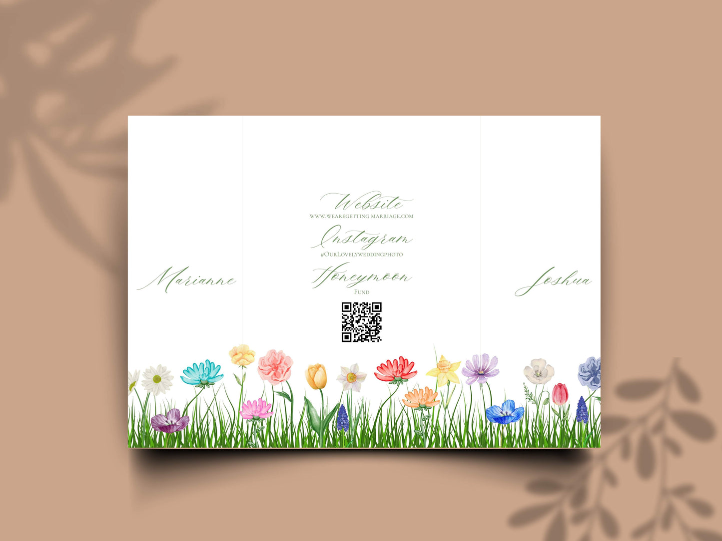 Elegant Gatefold Wedding Invitation | Floral Folded Invite | Printable Wedding Template | RSVP & Details Card | Editable PDF. WI134
