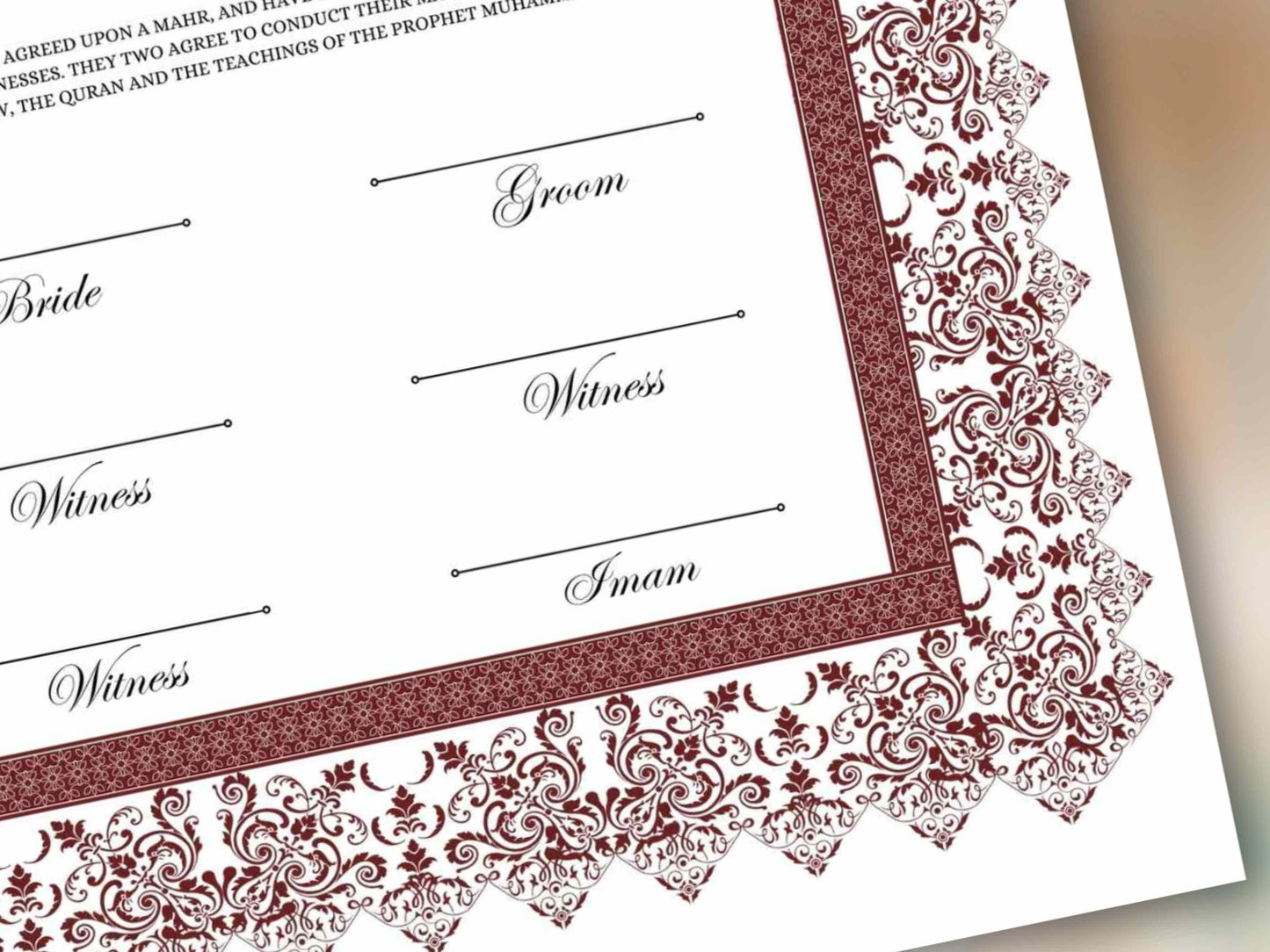 Luxury Nikkah Certificate, Premium A4 Islamic Wedding Contract, Nikkah Nama, Muslim Marriage Certificate, Personalised Names, A4, A3. NN291