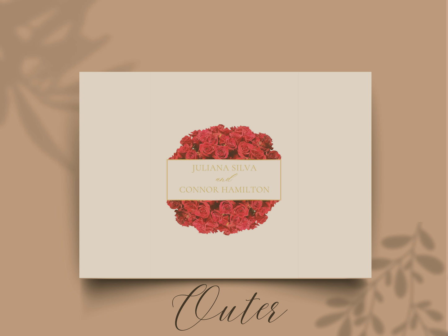 Elegant Red Rose Gatefold Wedding Invitation | Romantic Floral Wedding Card | Printable Invitation Suite | Red Wedding Timeline | WI140