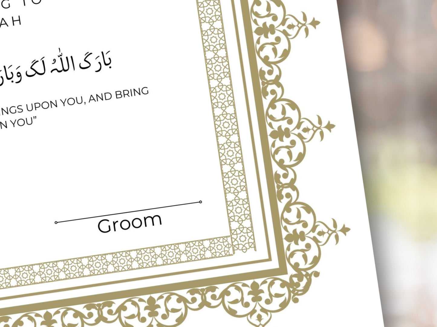 Nikkah Certificate Digital Download Personalised, A4, A3, Template, Muslim Wedding Contract, Instat Download. NN285