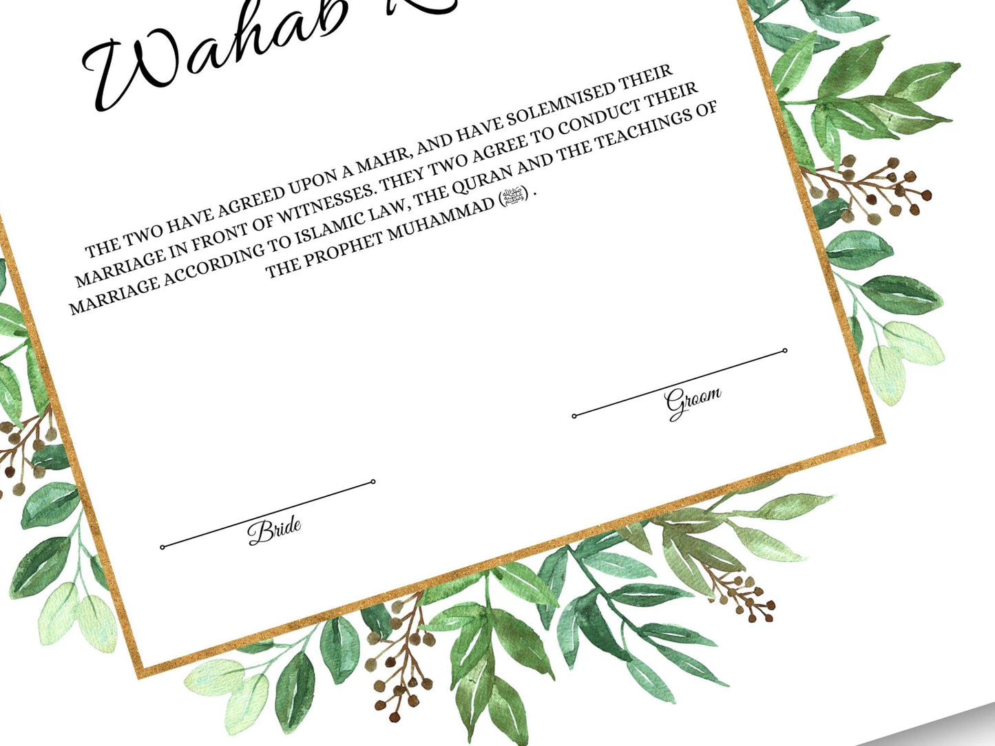 Nikkah Contract Template,Printable Nikkah Contract,Editable Nikkahnama,Muslim Wedding Certificate,Digital Download. NN185