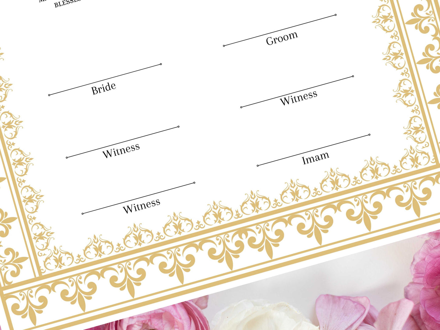 Nikkah Certificate Digital Download, A4 / A3. NN233