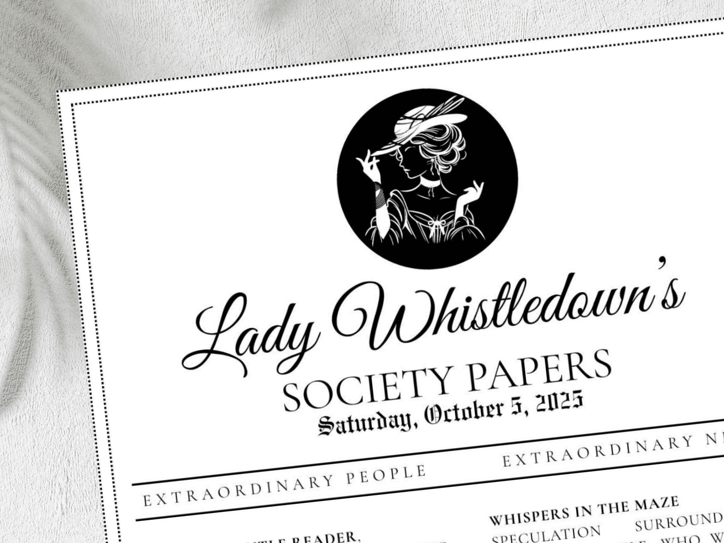 Bridgerton Lady Whistledown’s Society Papers Printable • Editable Template • Bridal Shower Invitation• Instant Download. WI135