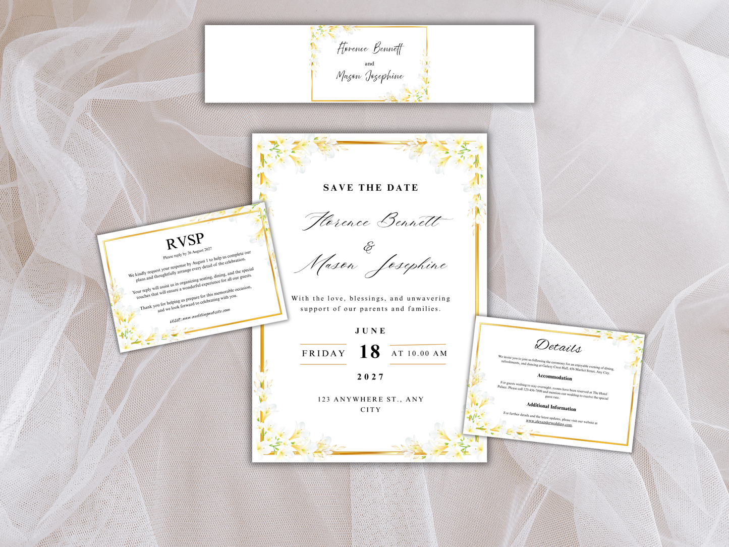 Wedding Invitation card, RSVP, Detailed Card, Bottle Label. WI372