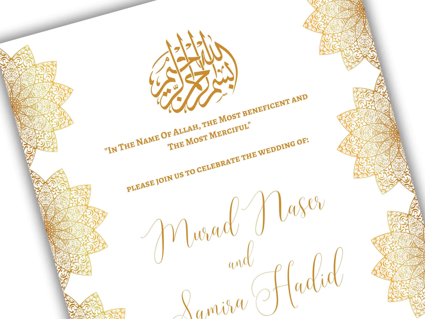 Gold Muslim Wedding Invitation, Nikkah Invitation, Muslim Wedding Invite, Wedding Invite, Invitation Template, Editable Canva Template, WT55
