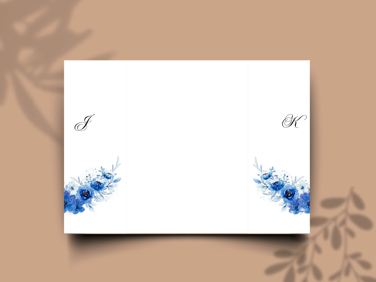 Elegant Blue Floral Wedding Invitation Template | Modern Folded Wedding Invite with Timeline | Printable Wedding Suite. WI150