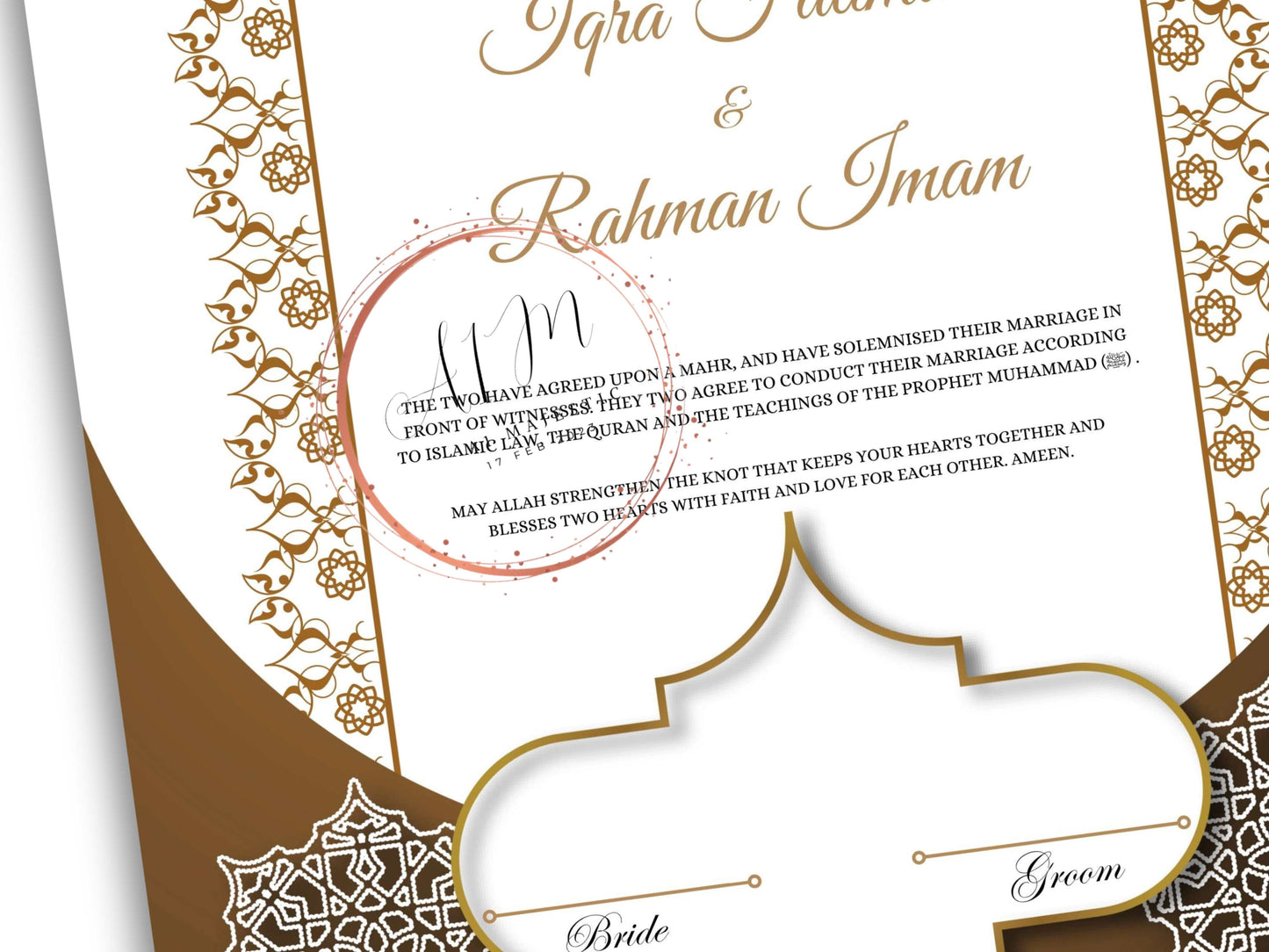 Nikkah Certificate Digital Download Personalised, A4, A3, Template, Editable, Purple Nikkah Nama, Nikkah Contract, Muslim Contract. NN288