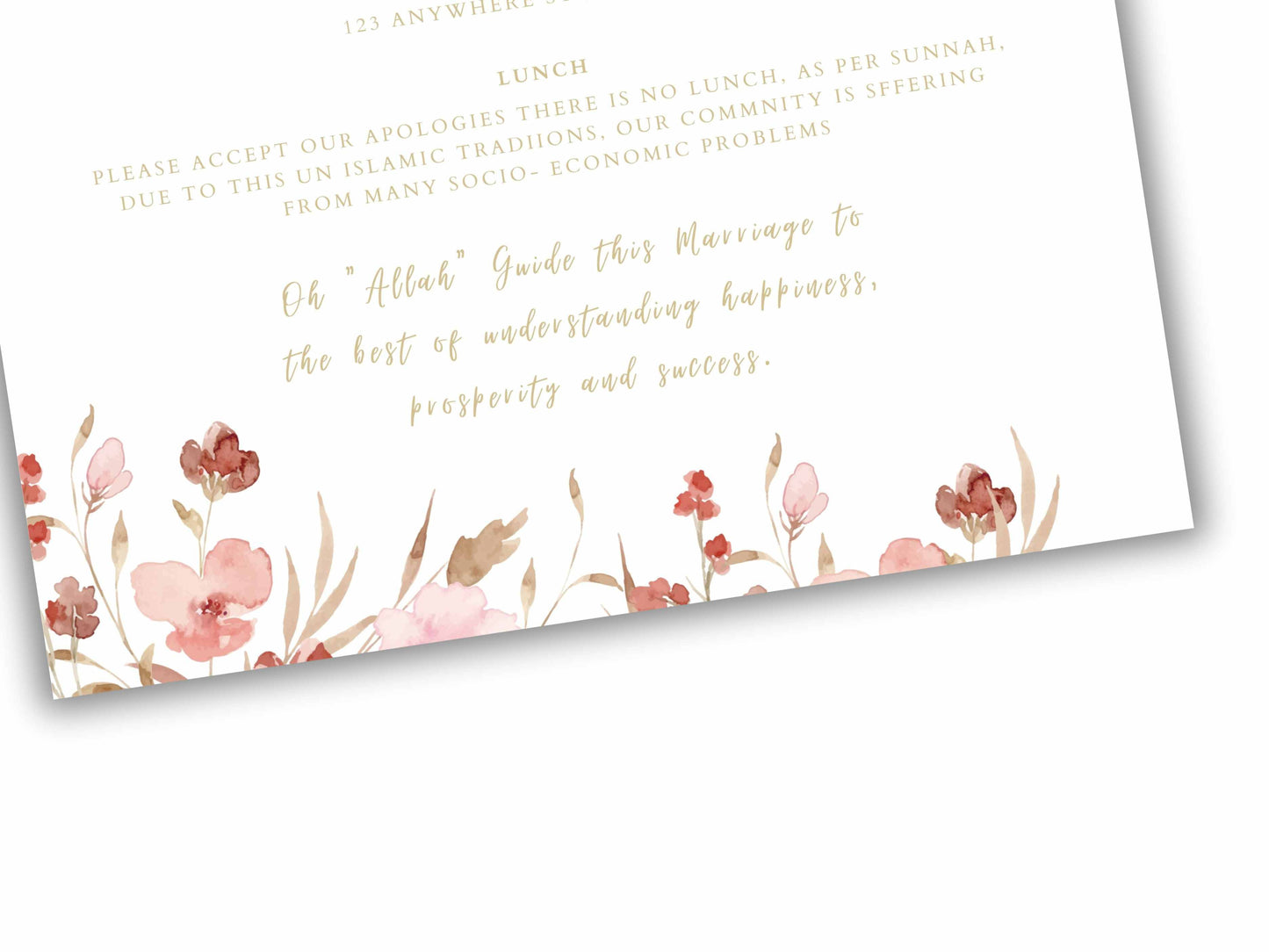 Floral Muslim Wedding Invitation Template, Wedding Card, Muslim Wedding Invitation, Islamic wedding invite, Editable Canva Template. WT37