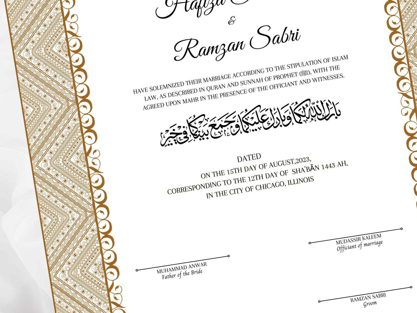 Muslim Nikkah Certificate Template, A3, A4. NN115