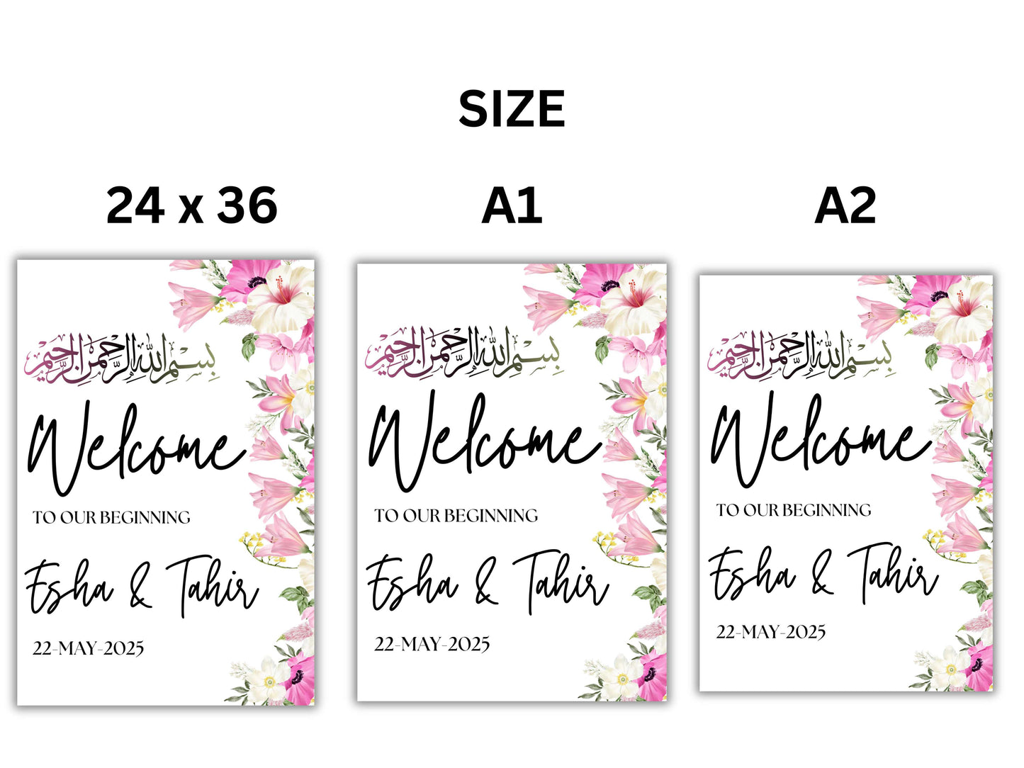 Nikkah Wedding Welcome Sign, Digital Wedding Sign, Nikkah sign, Printable Nikkah Ceremony Decorations, Islamic Marriage Ceremony. WS14
