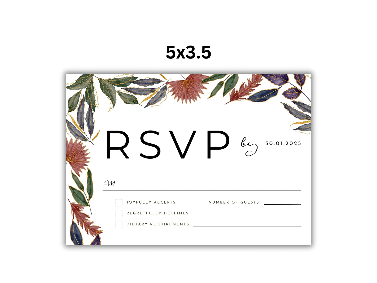 Wedding Invitation Bundle Template With RSVP and Details Card. WT61 A1 Majestic