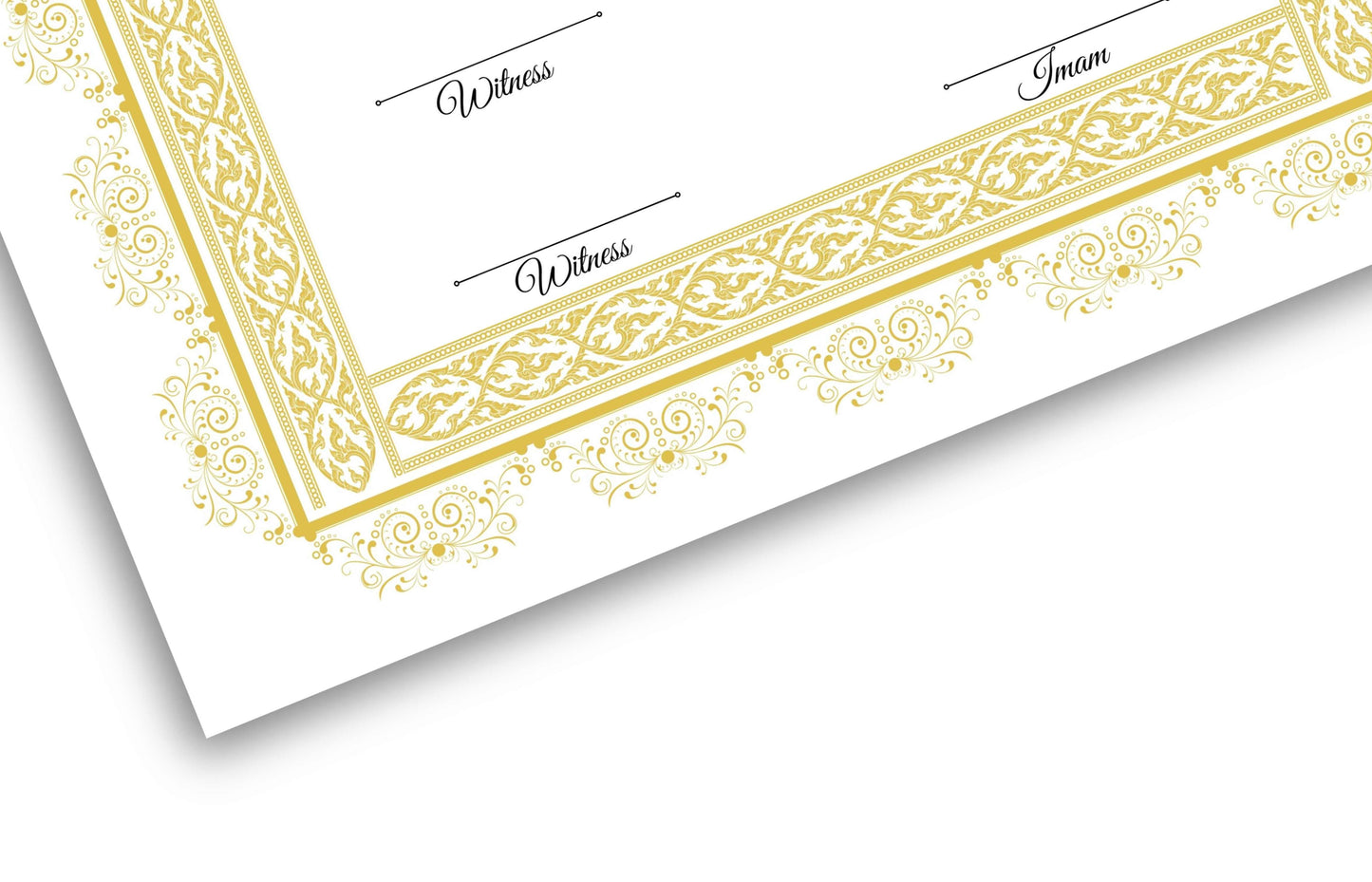 Muslim Wedding Contract A3/A4, Gold Islamic Nikkah Certificate Template, Editable. Nn125