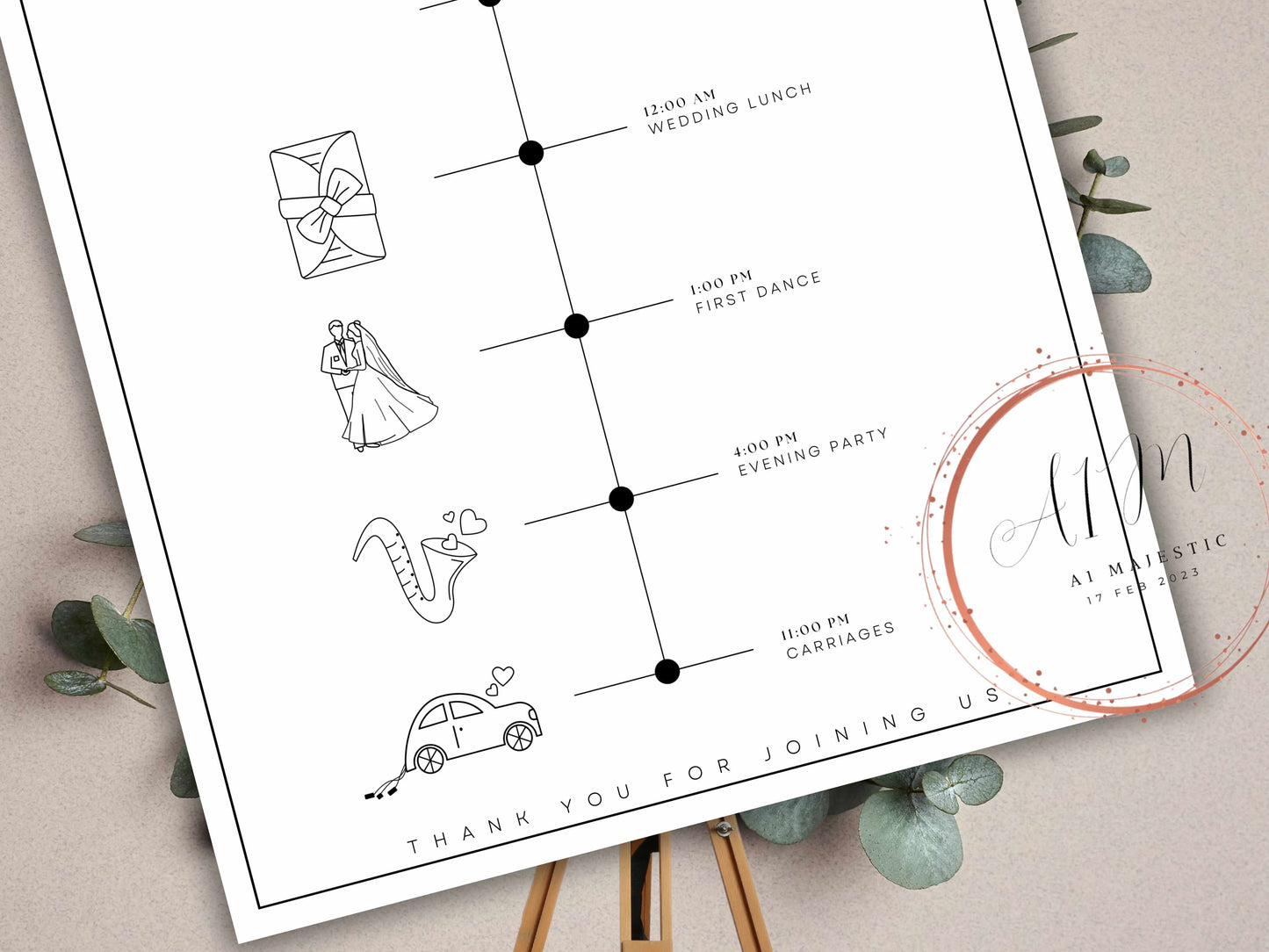 Digital Wedding Timeline Template, Wedding Planner, Printable Timeline Wedding Sign, Events Wedding Timeline Sign, Instant Download. WT31