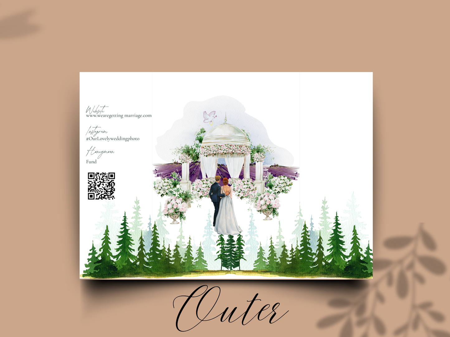 Mountain Wedding Invitation Template | Watercolor Forest Itinerary Invite | Rustic Outdoor Wedding Program | Editable Template.wi177