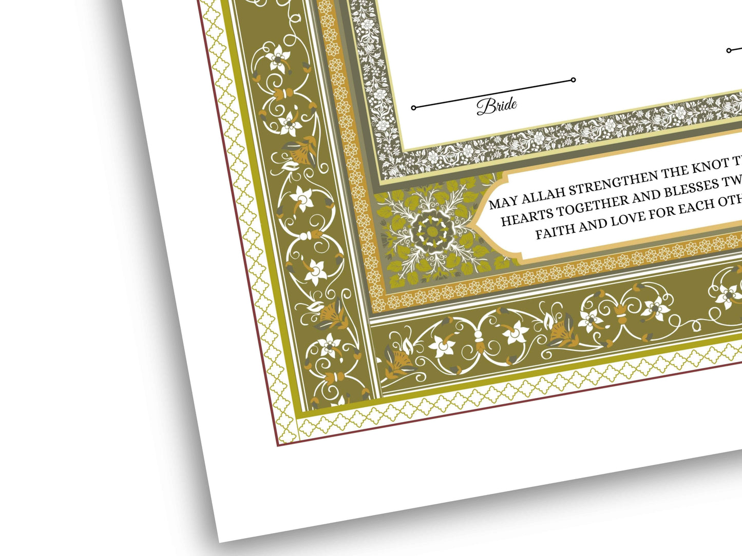 Luxury Nikkah Certificate, Premium A4 Islamic Wedding Contract, Nikkah Nama, Muslim Marriage Certificate, Personalised Names, A4, A3. NN172