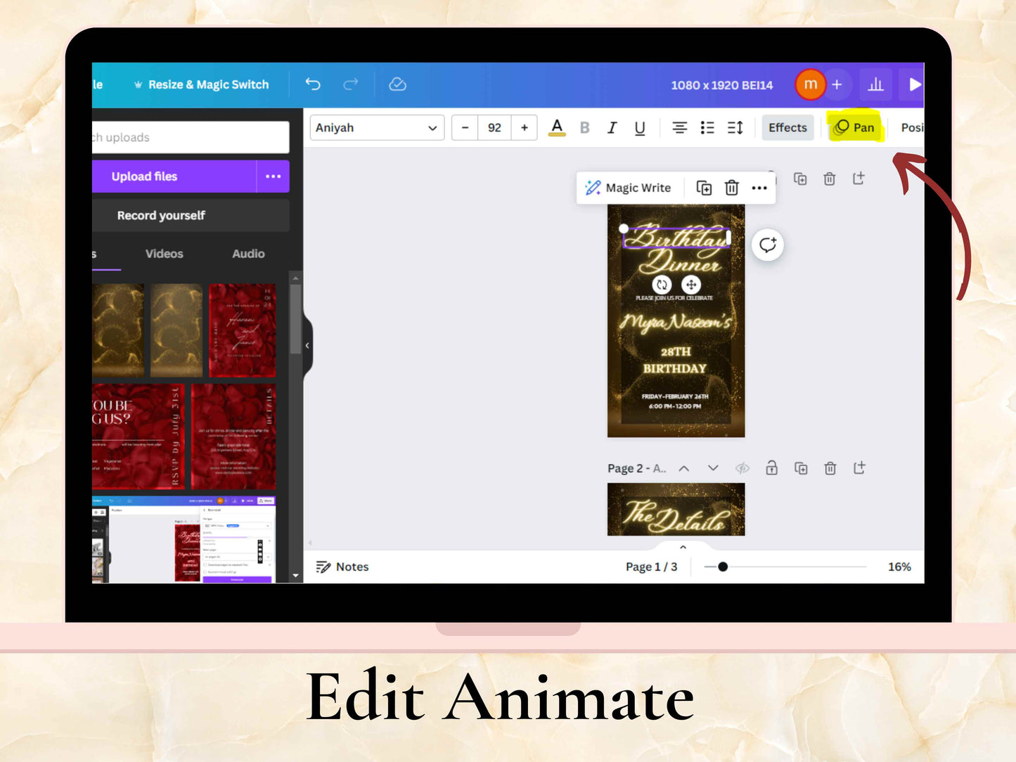 Digital Birthday Party Invitation Template, Birthday Party Invitation with Thank you Card, Birthday Evite, Editable Template, BEI16