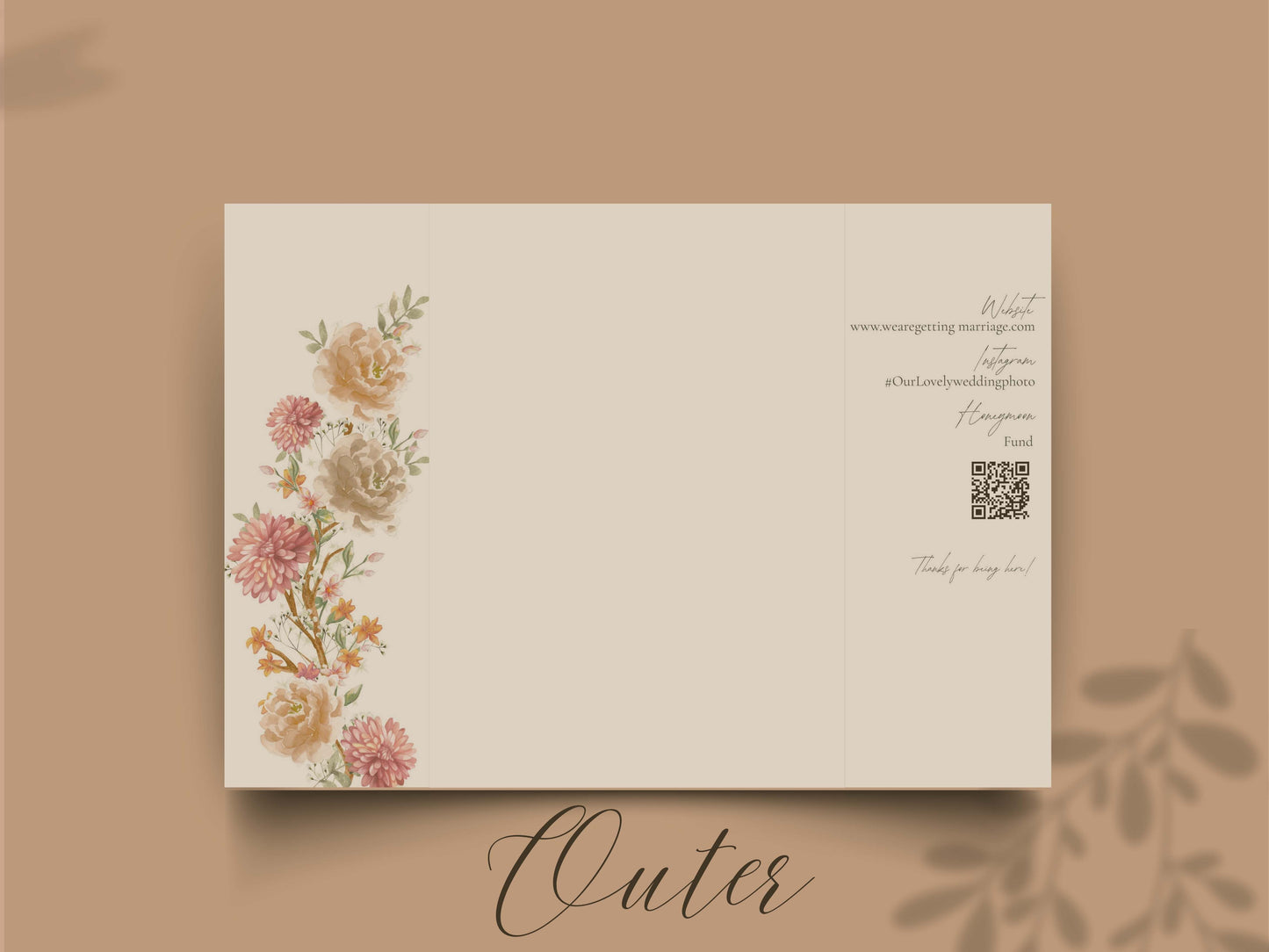 Gatefold Wedding Invitation Template with Itinerary | Floral Boho Wedding Invite | RSVP & Timeline Card | Printable Digital Download. WI165