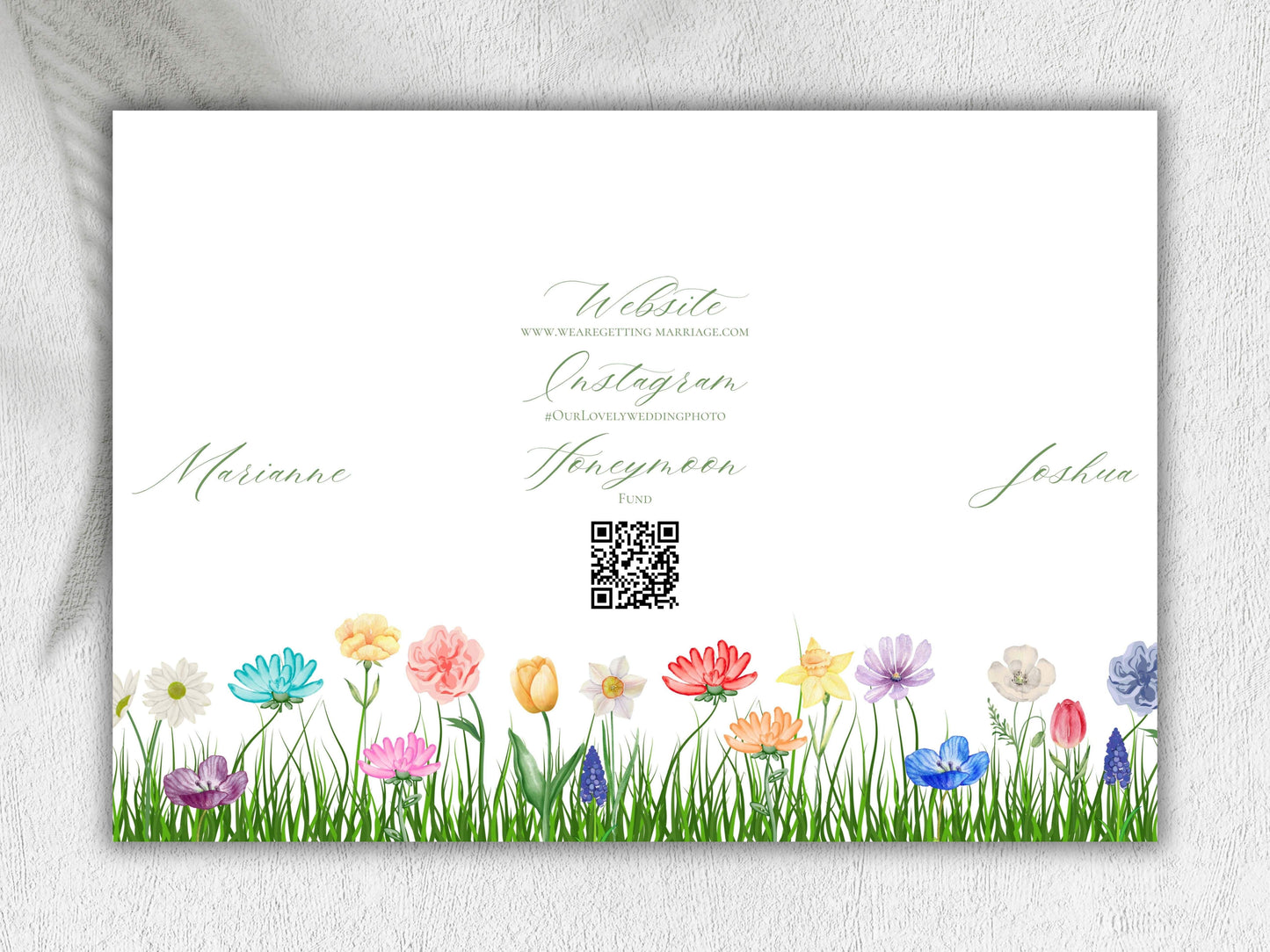 Elegant Gatefold Wedding Invitation | Floral Folded Invite | Printable Wedding Template | RSVP & Details Card | Editable PDF. WI134
