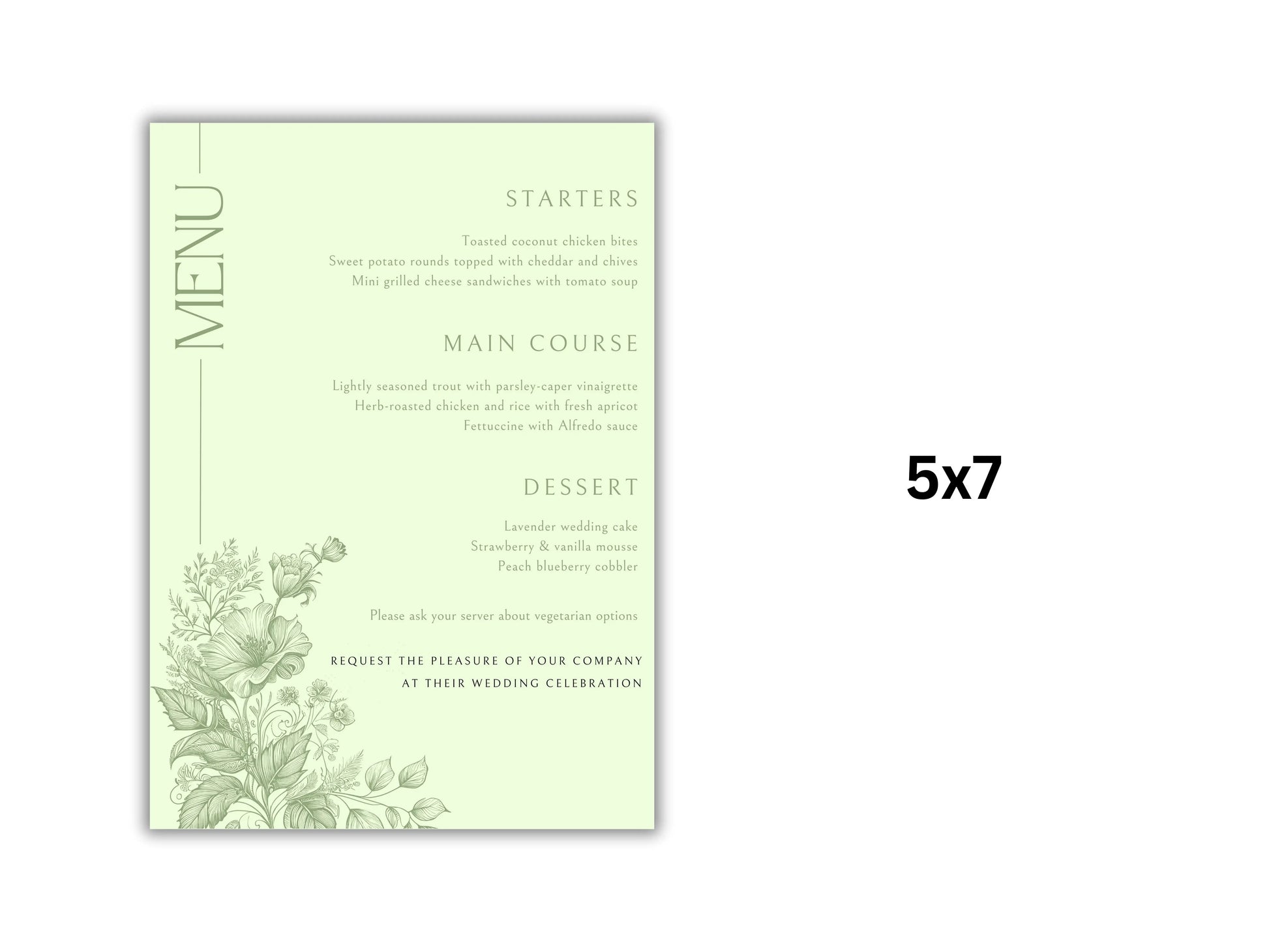 Sage Green Wedding Invitation Suite with Menu Card, Editable Wedding invite, Minimal Invite, Simple Editable Invite Template. WT56 A1 Majestic