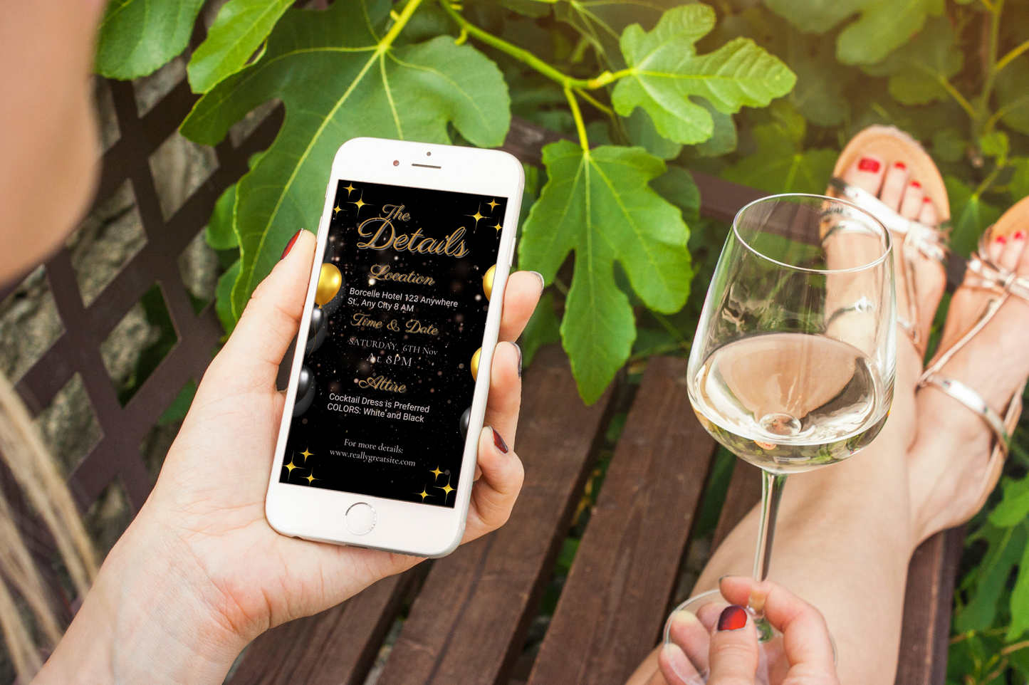 50 Birthday Invitation Silver and Gold Template, Gold Balloon Editable Invite, Animated Canva Evite, Mobile Phone Invite, Text Invite.WEIB70