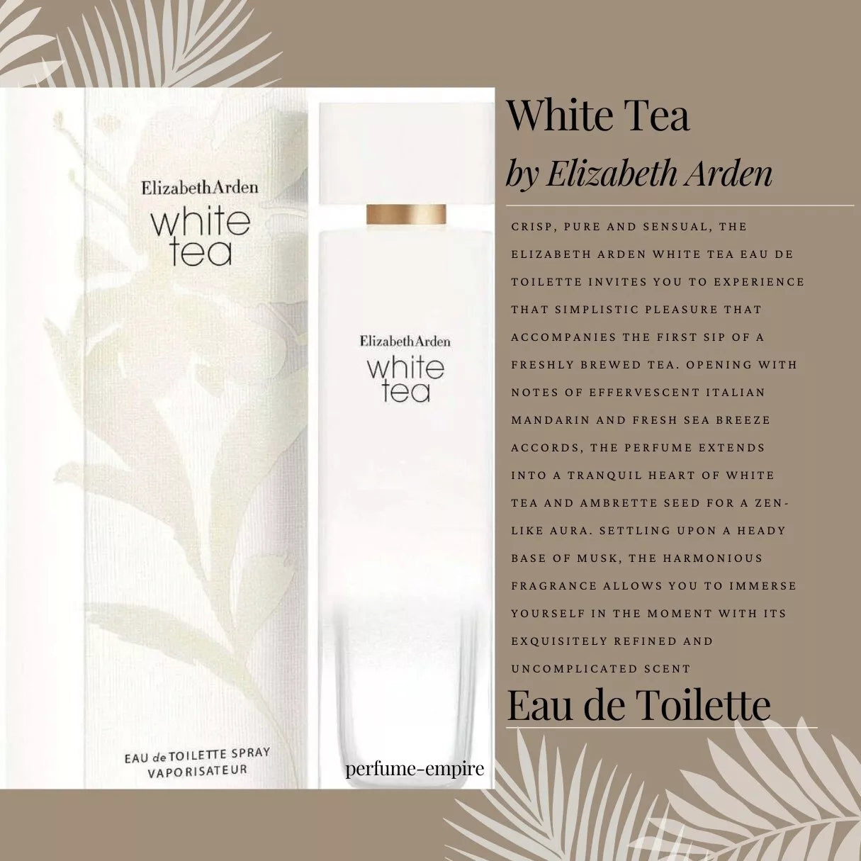 White Tea by Elizabeth Arden 3.3 / 3.4 oz EDT Perfume for Women New in Box