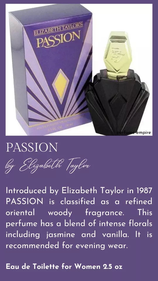 Passion by Elizabeth Taylor 2.5 oz EDT Perfume for Women Brand New In Box