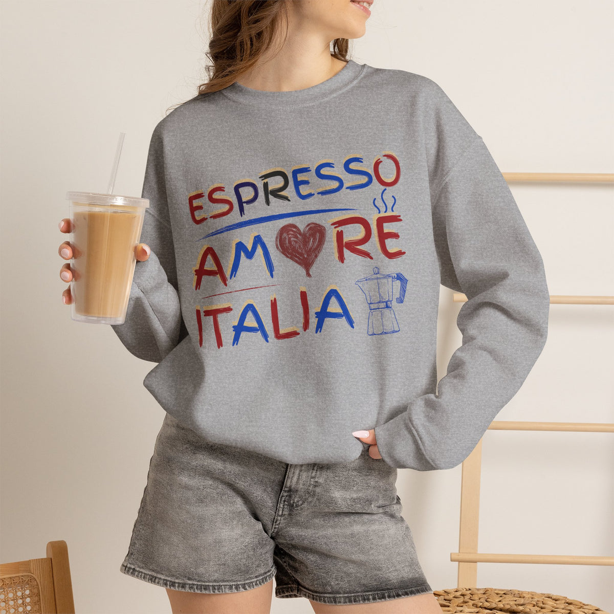 Espresso Amore Italia Crewneck Sweatshirt – Italian Coffee Lover Pullover