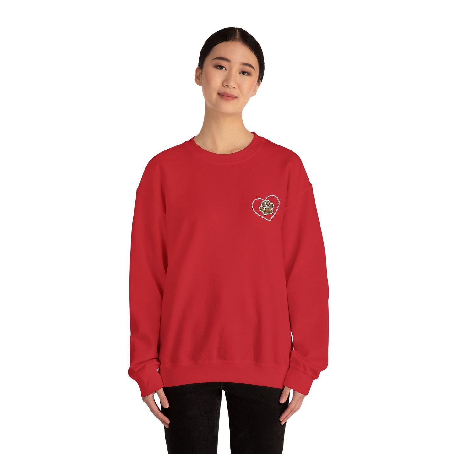 Paw in Heart Embroidered  Sweatshirt, Dog Lover Gift, Animal Embroidered Jumper, Pet Owner Apparel, Cozy Pullover, Cute Graphic Top