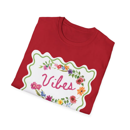 Florals and Good Vibes Unisex Softstyle T-Shirt, Casual Tee, Flower Shirt, Positive Vibes, Gift for Her, Summer Fashion