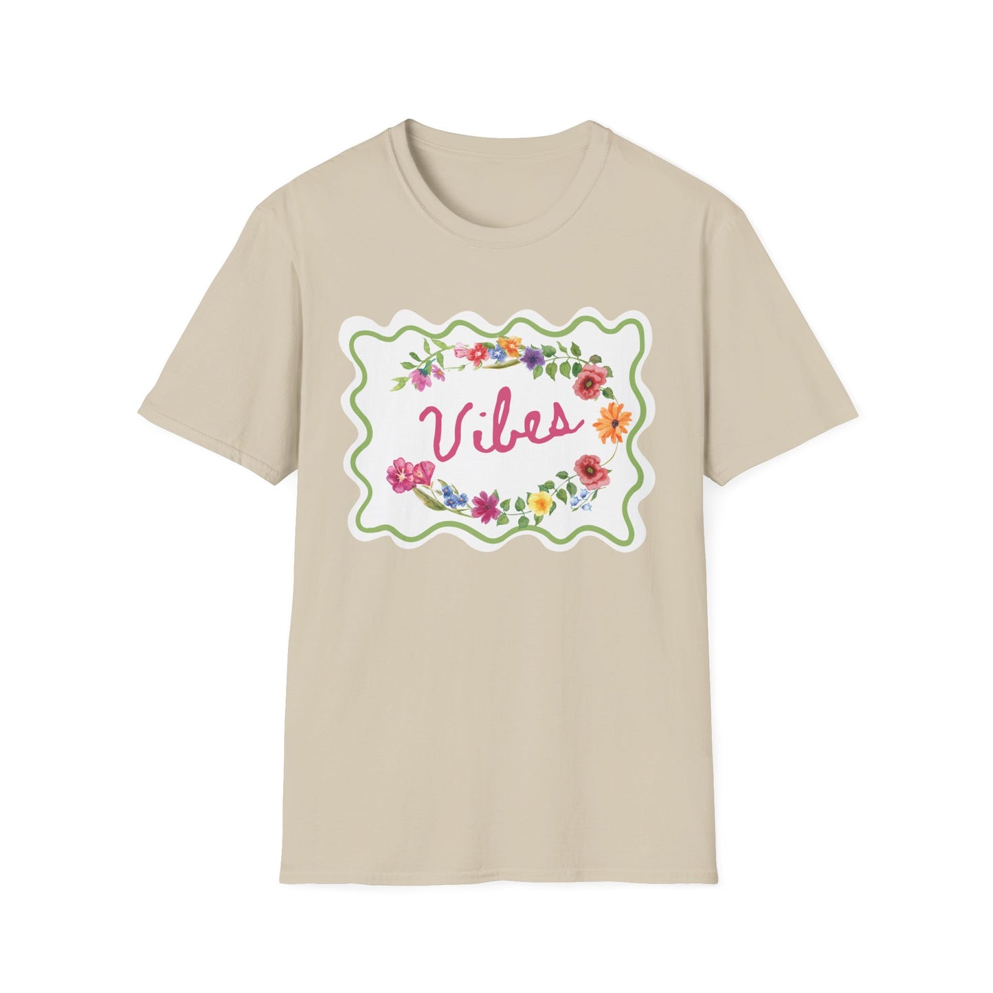 Florals and Good Vibes Unisex Softstyle T-Shirt, Casual Tee, Flower Shirt, Positive Vibes, Gift for Her, Summer Fashion