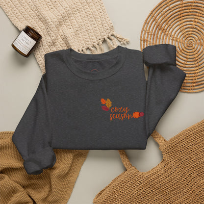Crewneck Sweatshirt — Cozy Season Fall Leaves "Cozy Season" Design